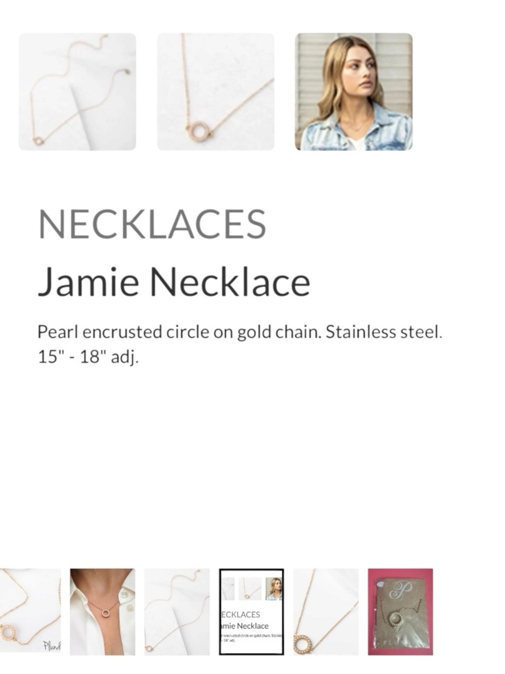 Plunder Jamie Necklace - Gold with Pearl Accents - Picture 3 of 8